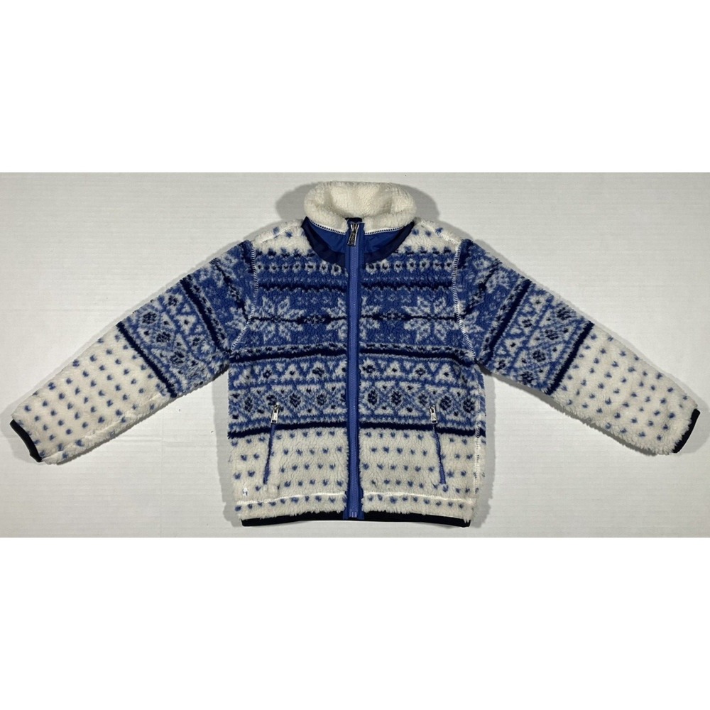 Polo Ralph Lauren Jacket Fair Isle Fleece Blue Winter Snow Girls Size 6X